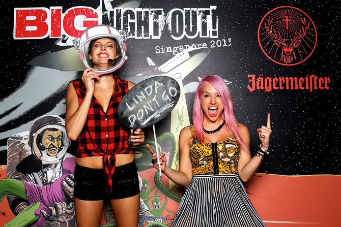 Big Night Out Jagermeister Singapore 2013 Music Festival Yeah Yeahs Vampire Weekend Band of Horses Fort Canning Singapore's Darling Event Photo Booth 